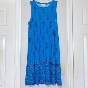LOFT loose fit A-line sleeveless turquoise paisley dress